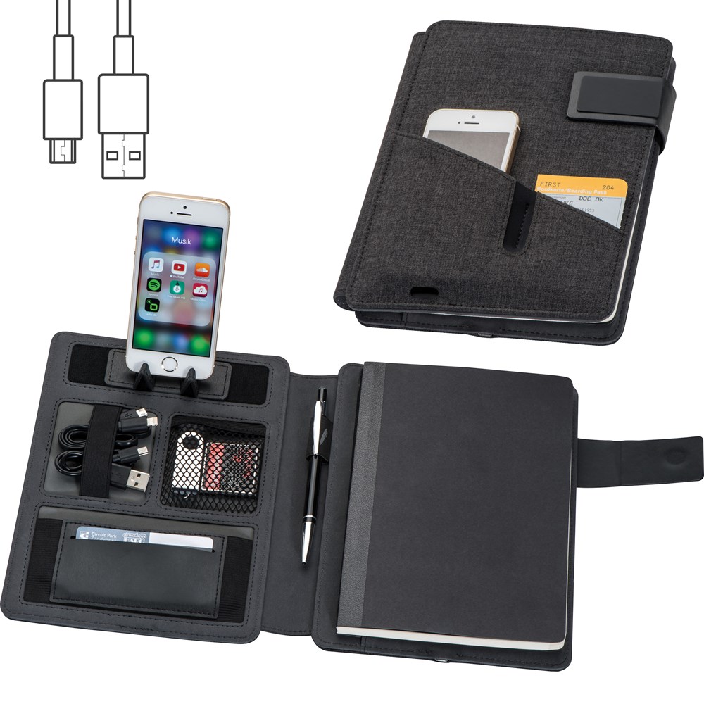A5 Schrijfmap met powerbank