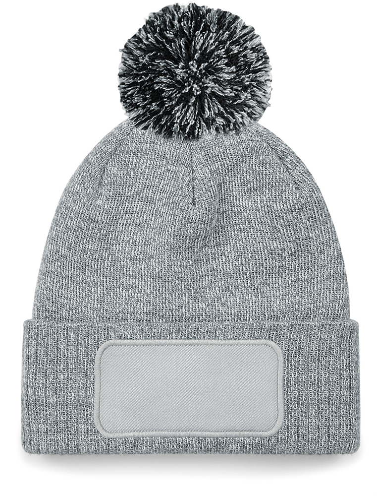 B443 - Snowstar® patch beanie - Heather Grey / Black