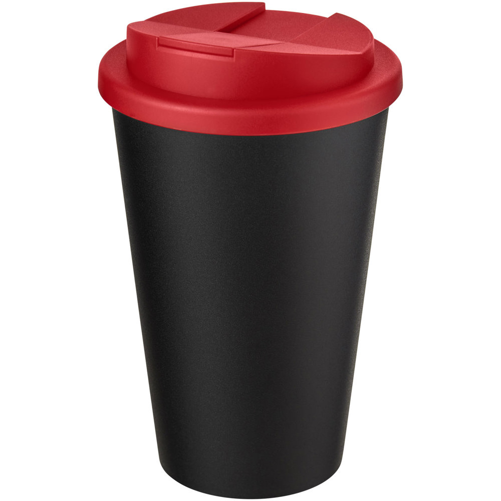 Americano® Eco 350 ml gerecyclede beker met spill-proof deksel - Rood, Zwart