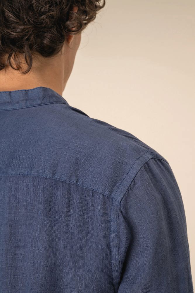 SP507 - Verwassen linen herenoverhemd met maokraag