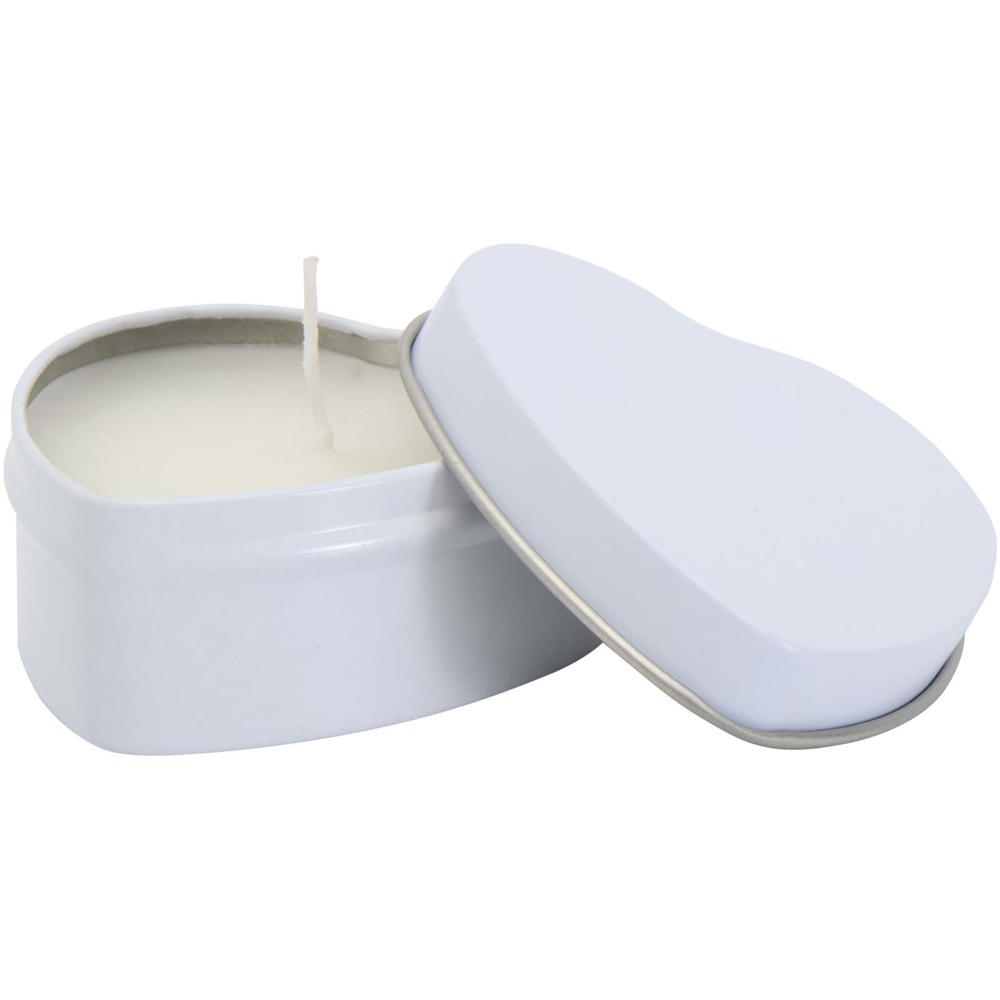 Blissful hartvormige tin met kaars met vanillearoma - wit