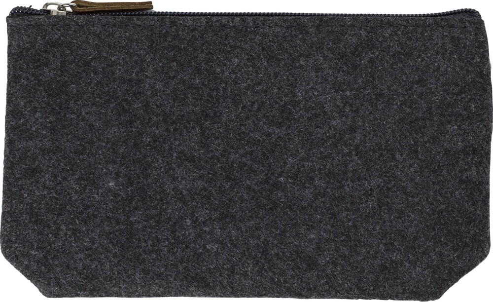 Cosmetisch tasje Lucy | Vilt | Synthetisch leren details - grijs