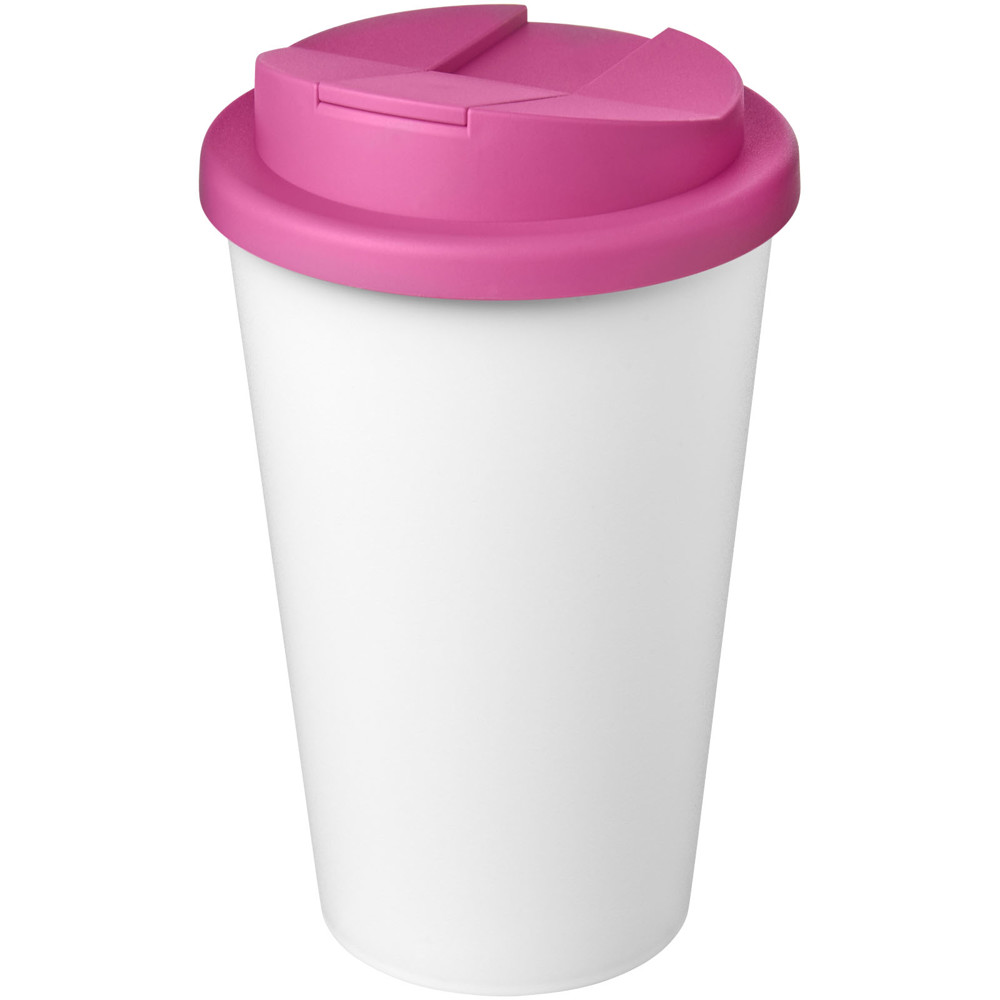 Americano® Eco 350 ml gerecyclede beker met spill-proof deksel - Roze, Wit