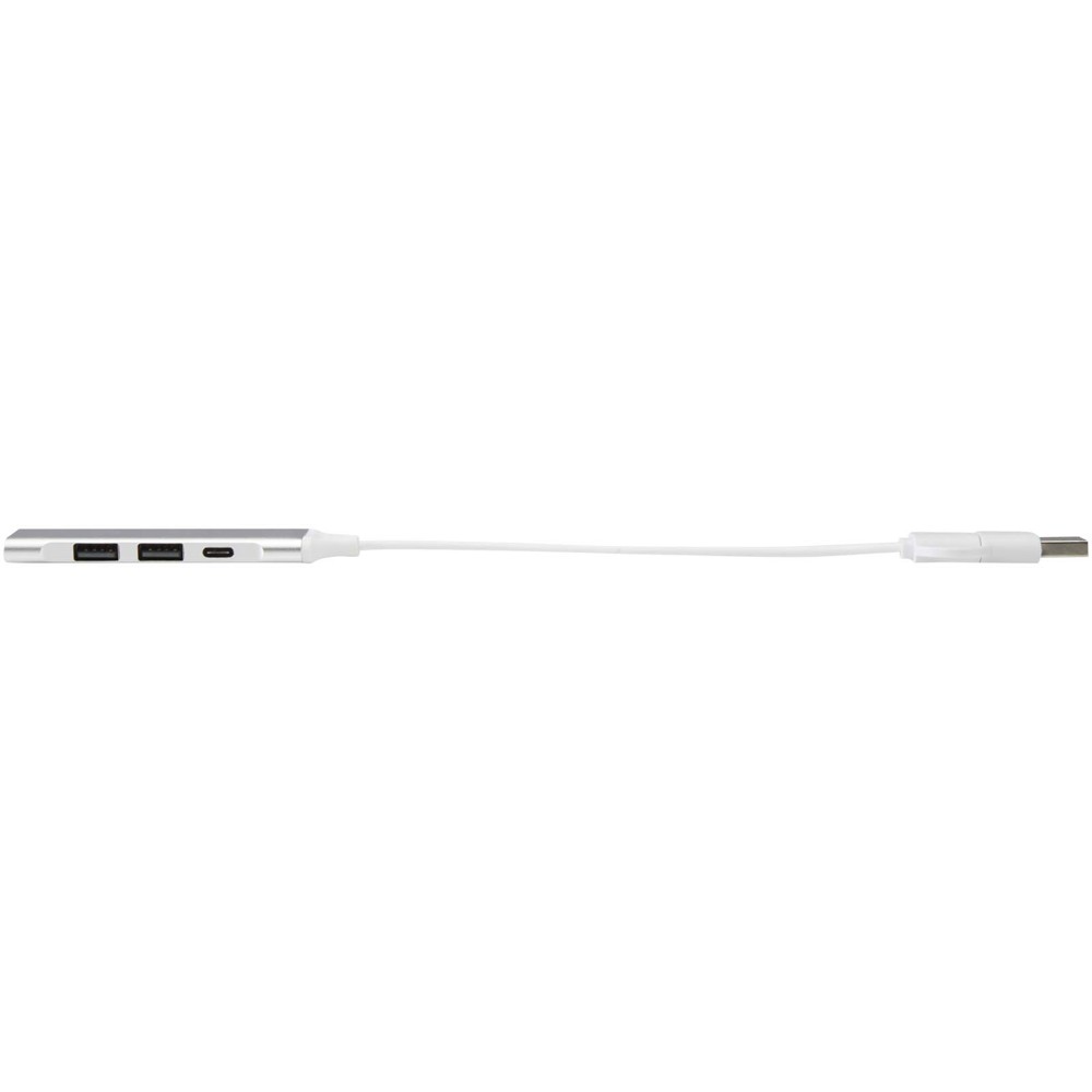 Alkaid 4 poorts USB-A en Type-C hub van gerecycled aluminium met dubbele ingang