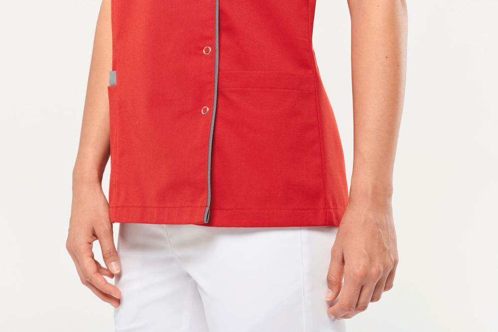 WK506C - Damesblouse in polykatoen met drukknopen
