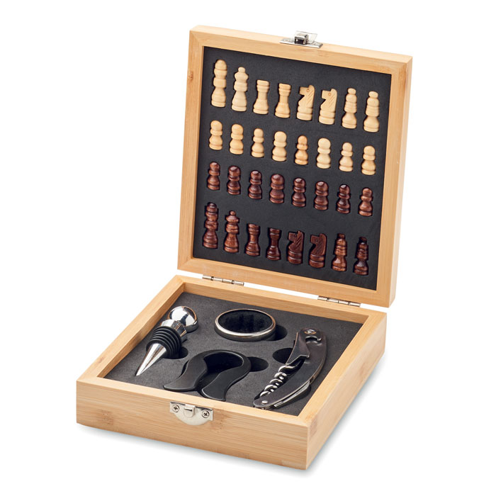 CHESSET - Schaakbord wijn set
