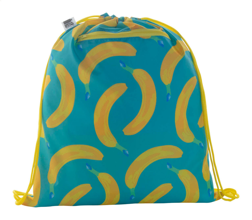 CreaDraw Zip RPET - custom made tas met trekkoord - geel/wit