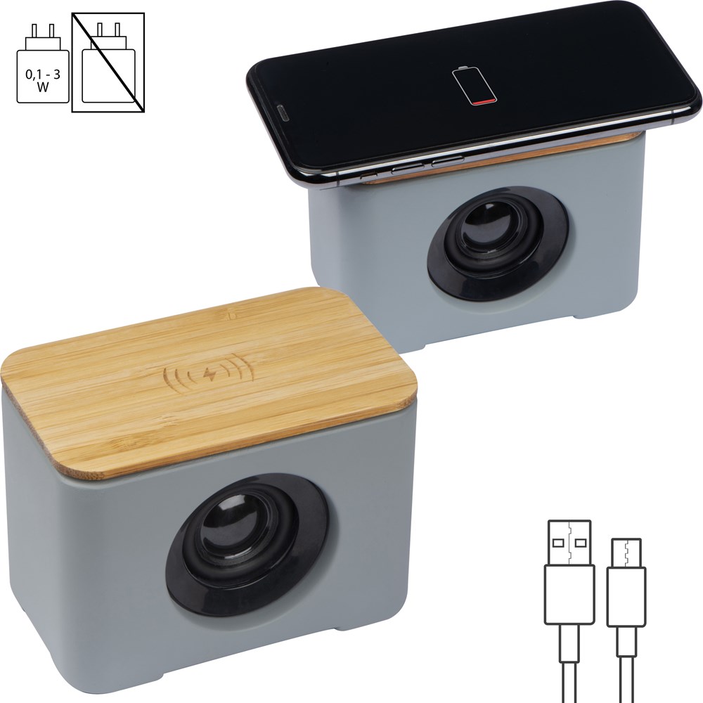 Bluetooth luidspreker met draadloze oplader uit Limestone cement