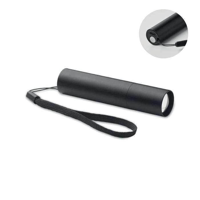 ALUMINATE - Oplaadbare aluminium zaklamp - zwart