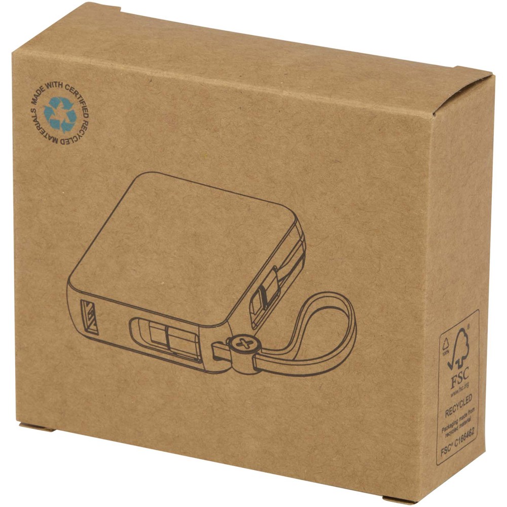 Acrux tabletpowerbank van 10.000 mAh 35 W met ingebouwde Type-C kabel van gerecycled plastic