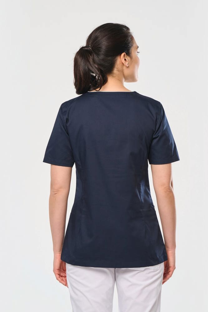 WK506C - Damesblouse in polykatoen met drukknopen