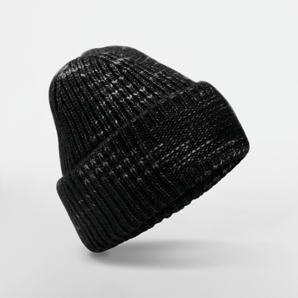 B330R - Grof gebreide muts met patch - Midnight Haze