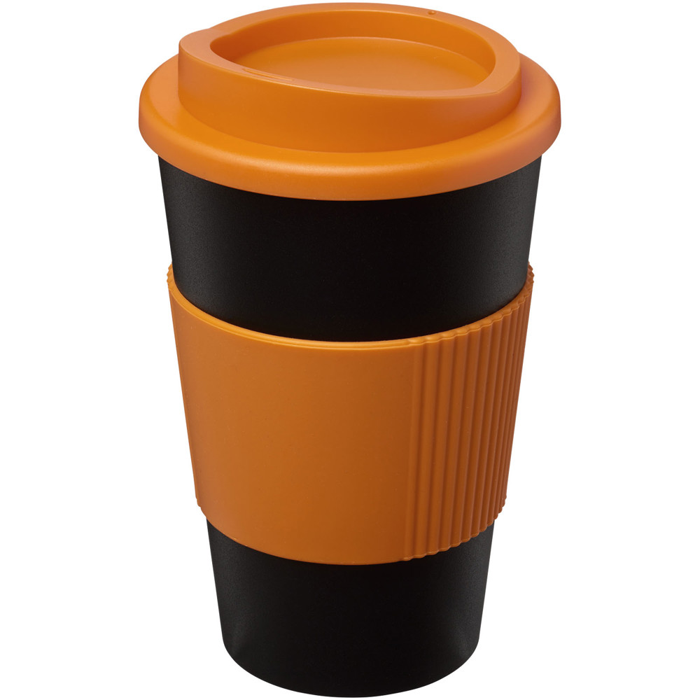 Americano® 350 ml geïsoleerde beker met grip - Zwart, Oranje