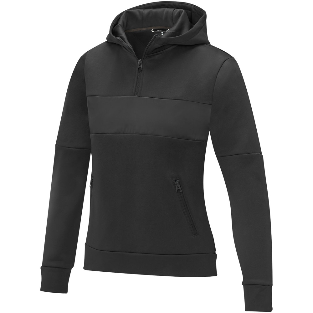 Sayan anorak dames sweater met halve rits en capuchon - Zwart