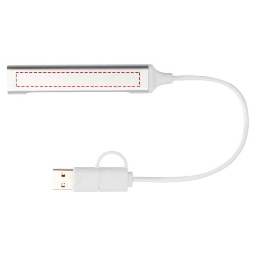 Alkaid 4 poorts USB-A en Type-C hub van gerecycled aluminium met dubbele ingang