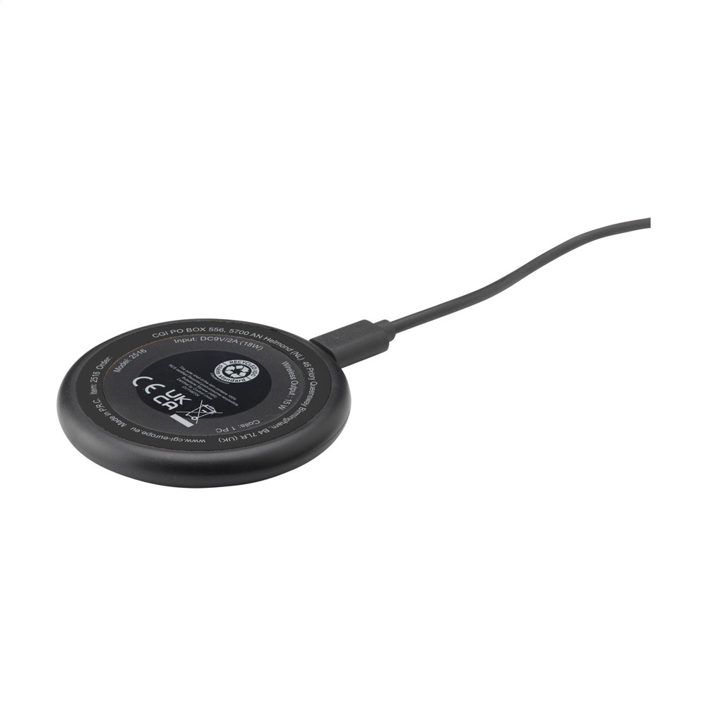 All-in-one RCS Recycled 15W Magnetic Wireless Charger - zwart/zwart