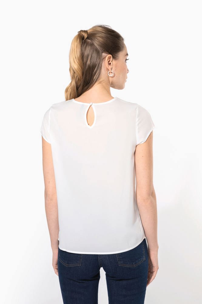 K5002 - Damesblouse in crêpe met korte mouwen