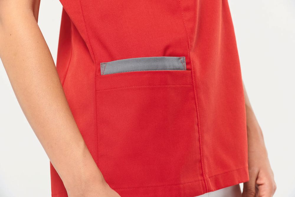 WK506C - Damesblouse in polykatoen met drukknopen