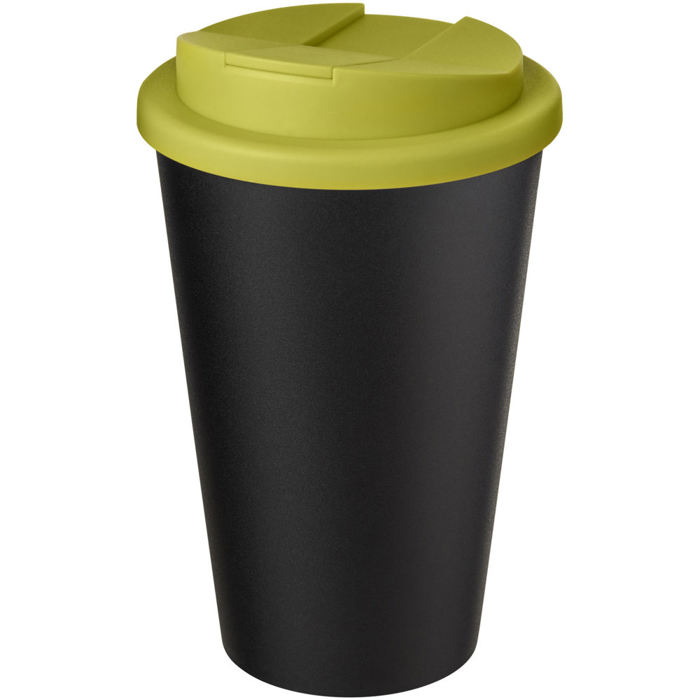 Americano® Eco 350 ml gerecyclede beker met spill-proof deksel - Lime, Zwart