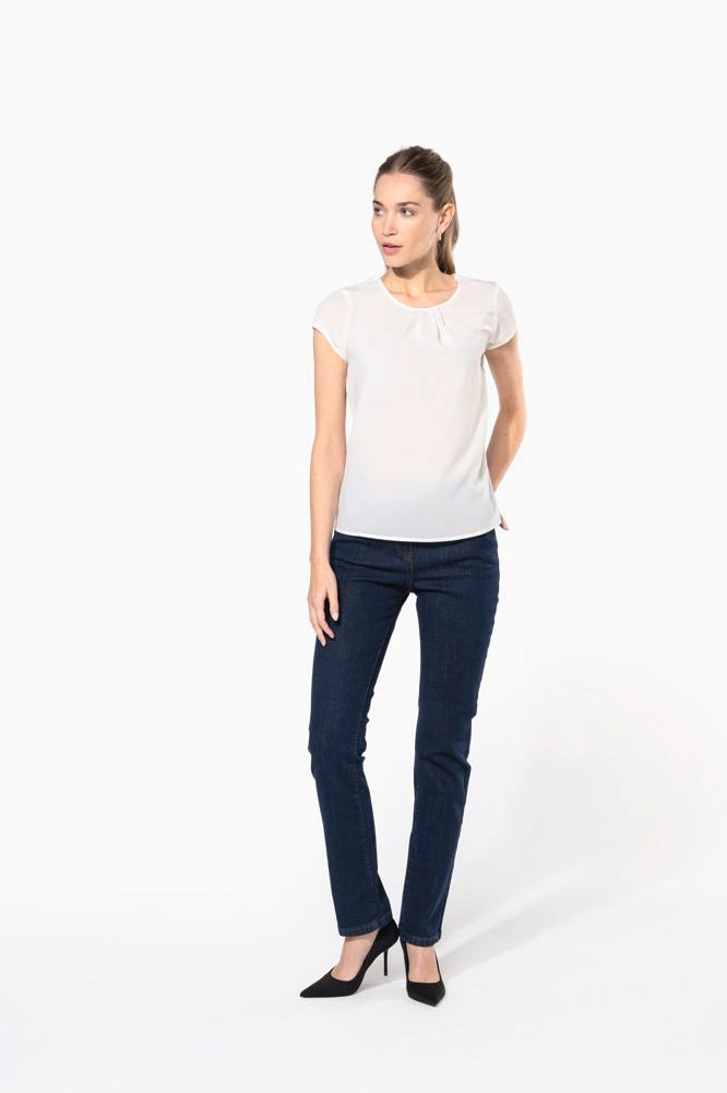 K5002 - Damesblouse in crêpe met korte mouwen