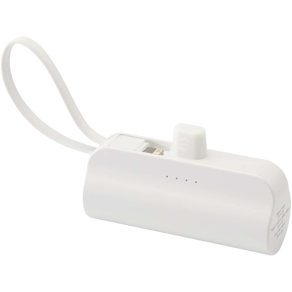 Alnair Type-C powerbank van 5000 mAh 10 W van gerecycled plastic met ingebouwde klapstandaard en 2 in 1 kabel