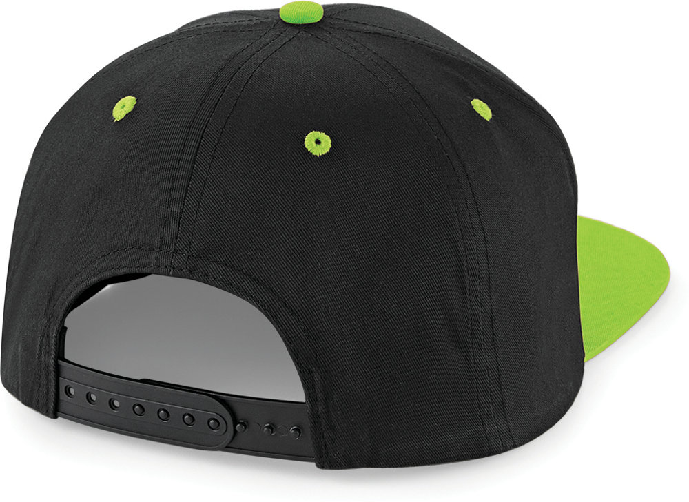 B610C - 5 Panel Contrast Snapback Cap - Black / Lime Green