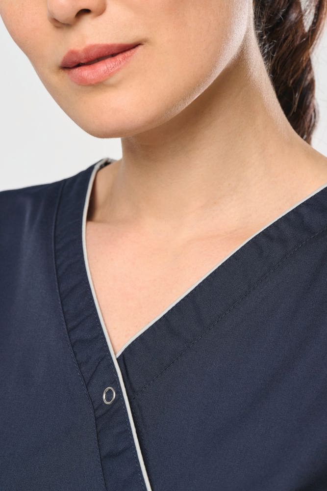 WK506C - Damesblouse in polykatoen met drukknopen