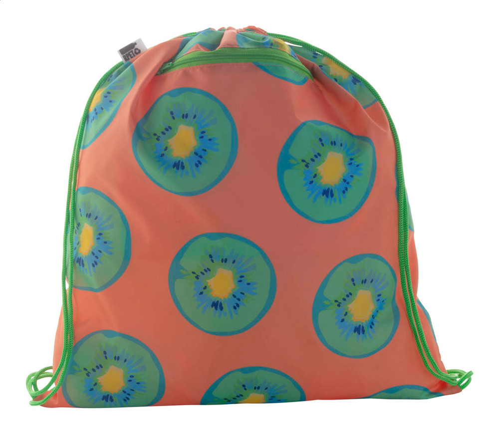 CreaDraw Zip RPET - custom made tas met trekkoord - groen/wit