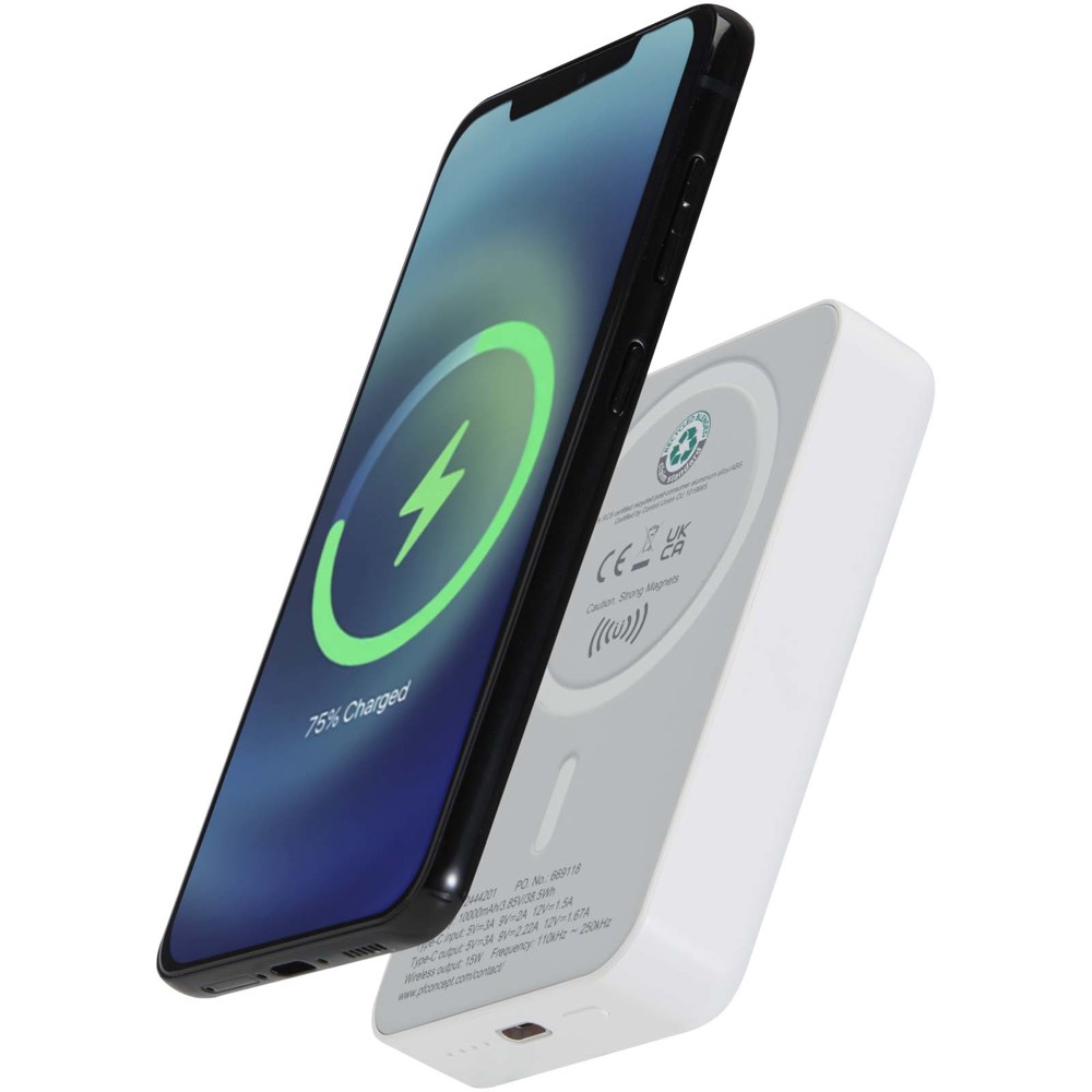 Acrab magnetische draadloze powerbank van 10.000 mAh 15 W met 20 W PD van gerecycled plastic