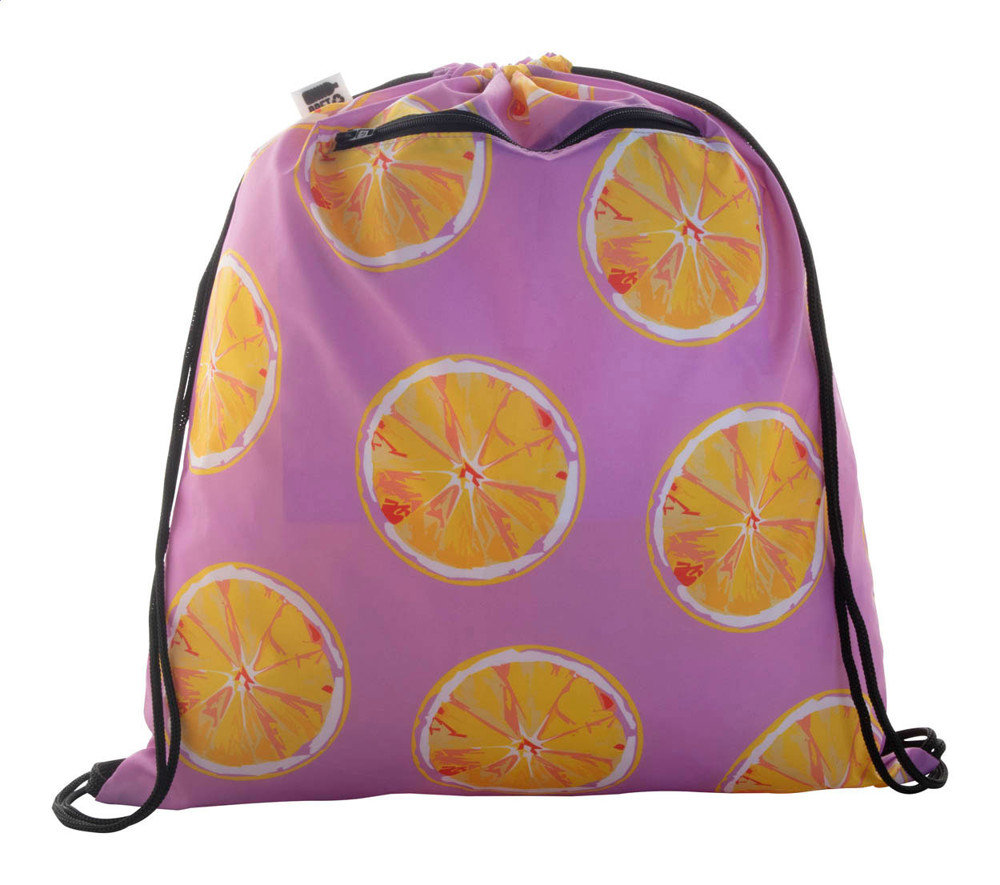CreaDraw Zip RPET - custom made tas met trekkoord - zwart/wit