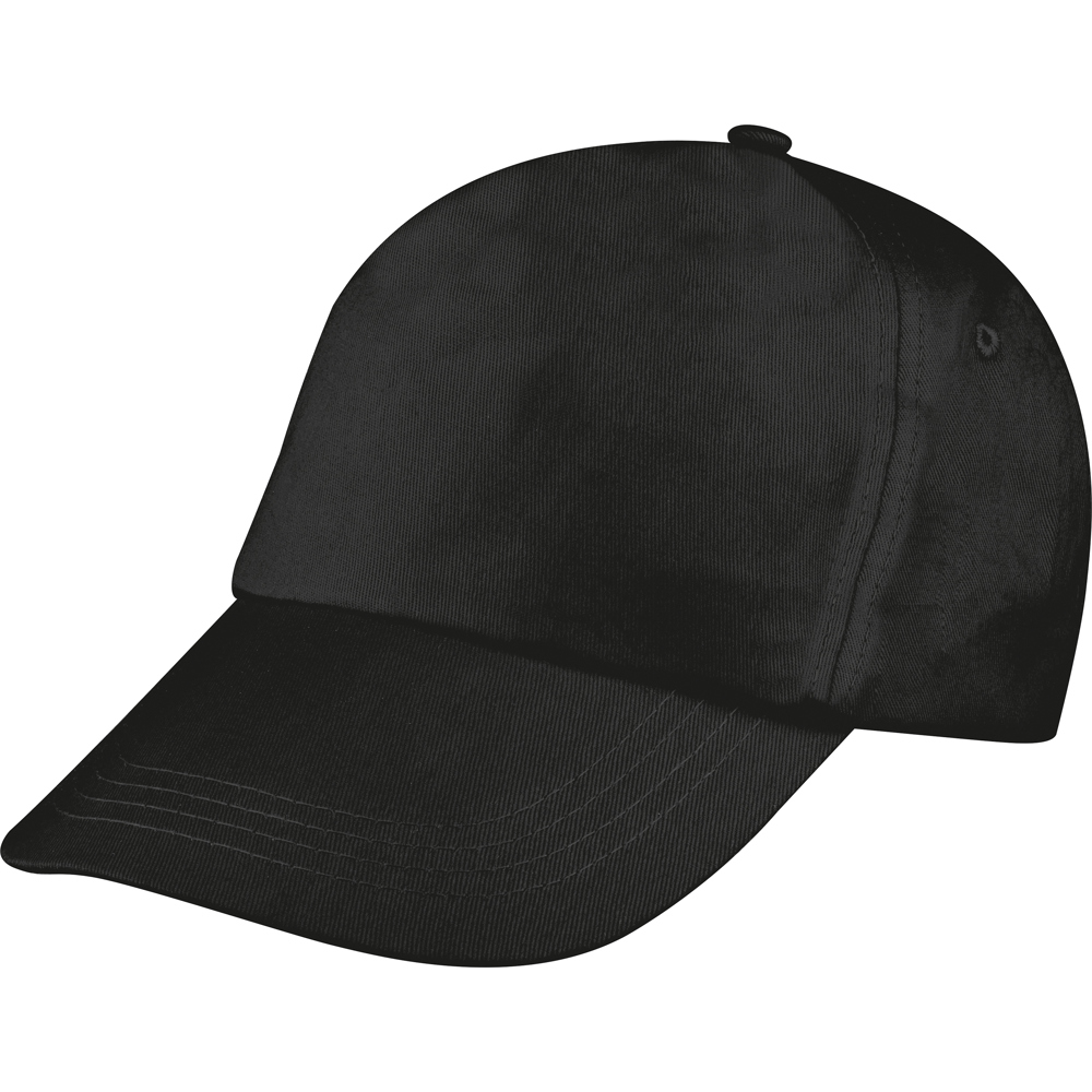 AZO-vrij katoenen baseball-cap, 5 panels - Zwart