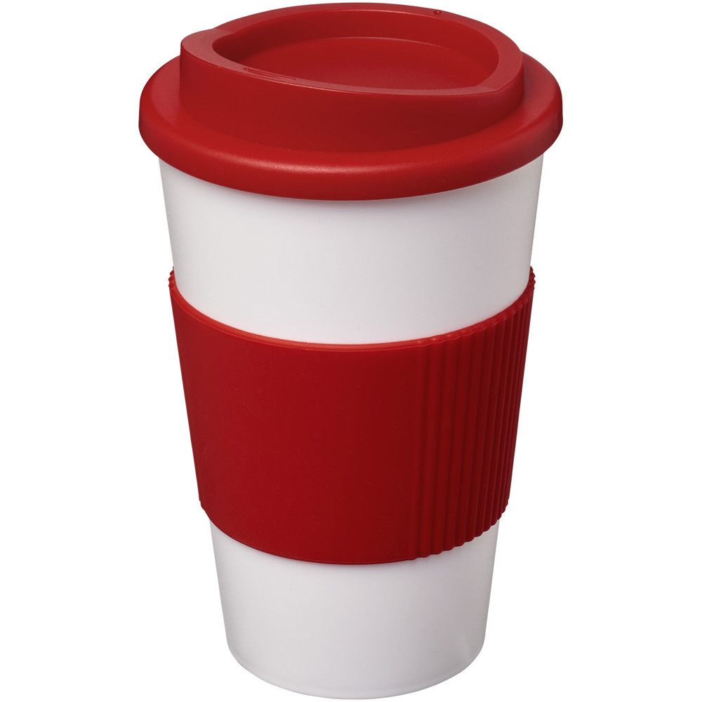 Americano® 350 ml geïsoleerde beker met grip - Wit, Rood