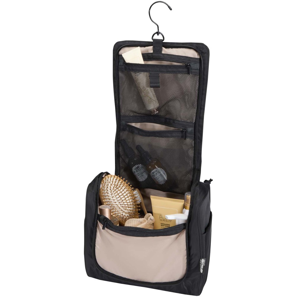 Puffer GRS gerecycleerde ophangbare canvas toilettas 8L