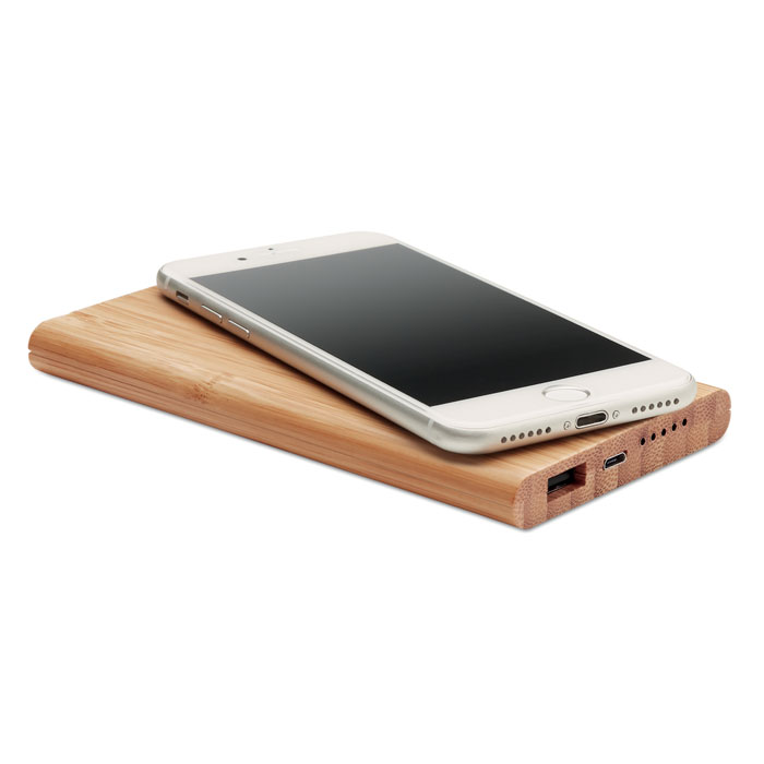 ARENA - Draadloze bamboe powerbank