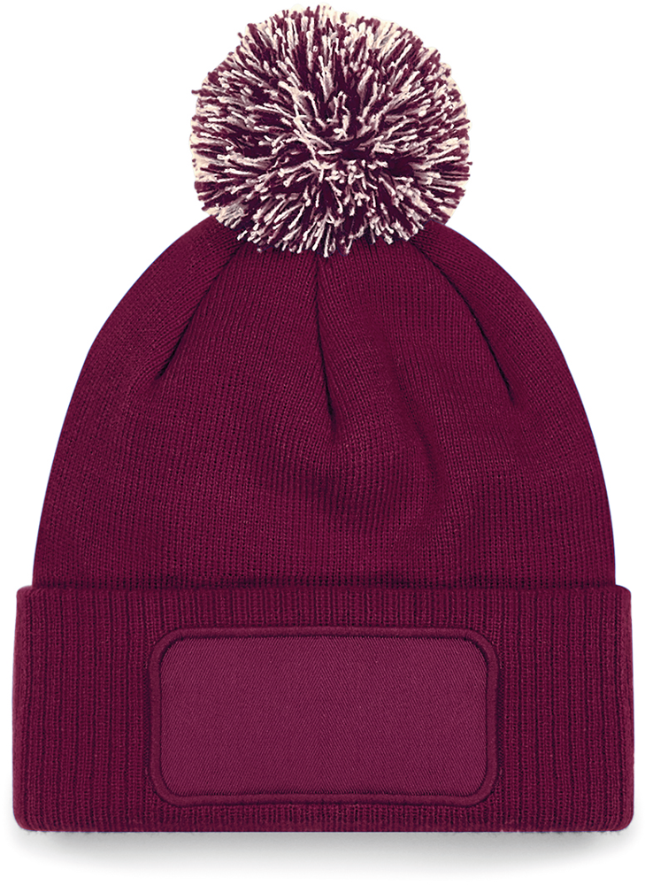 B443 - Snowstar® patch beanie - Burgundy / Off White