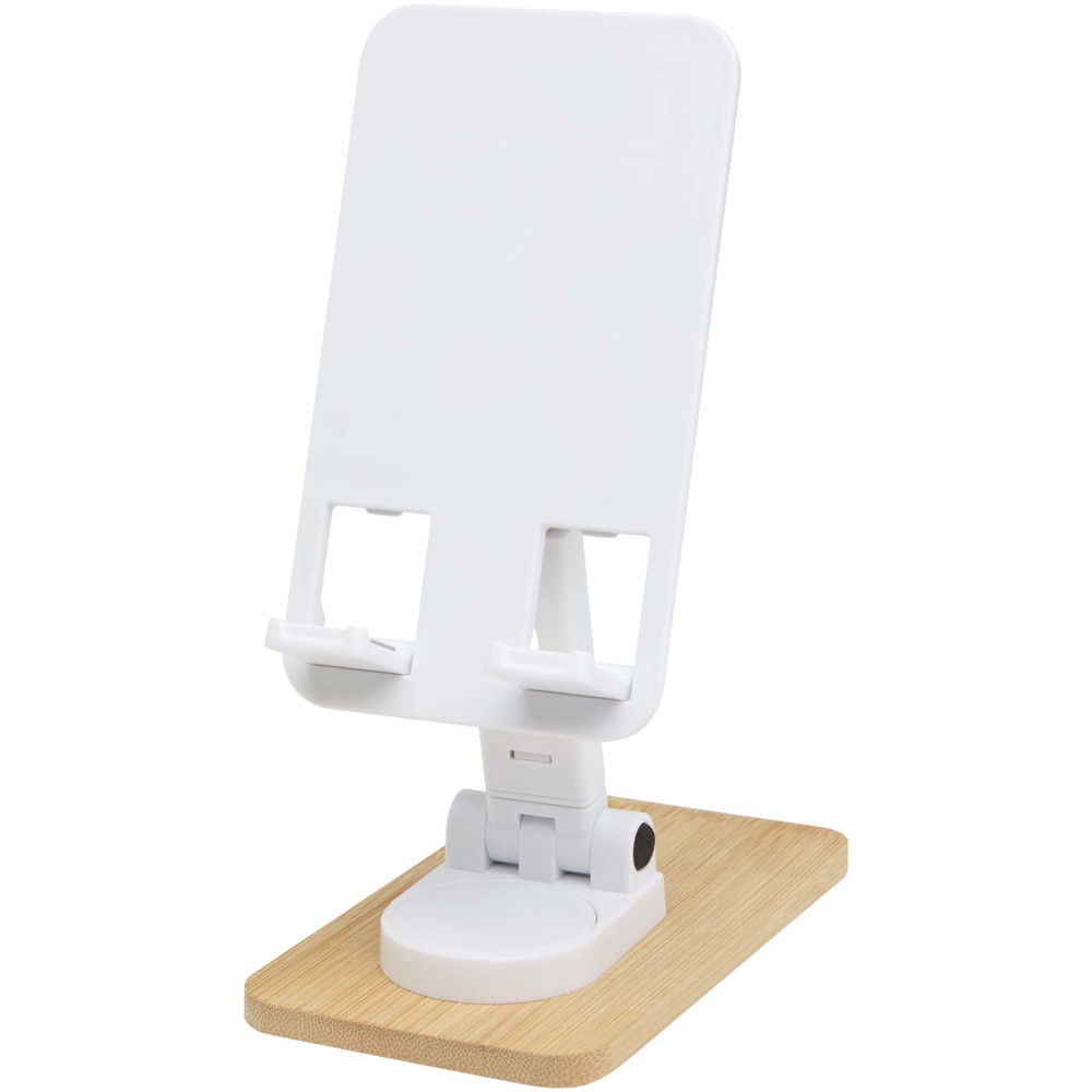 Alfirk opvouwbare bureautelefoonstandaard van gerecycled plastic met bamboedetails