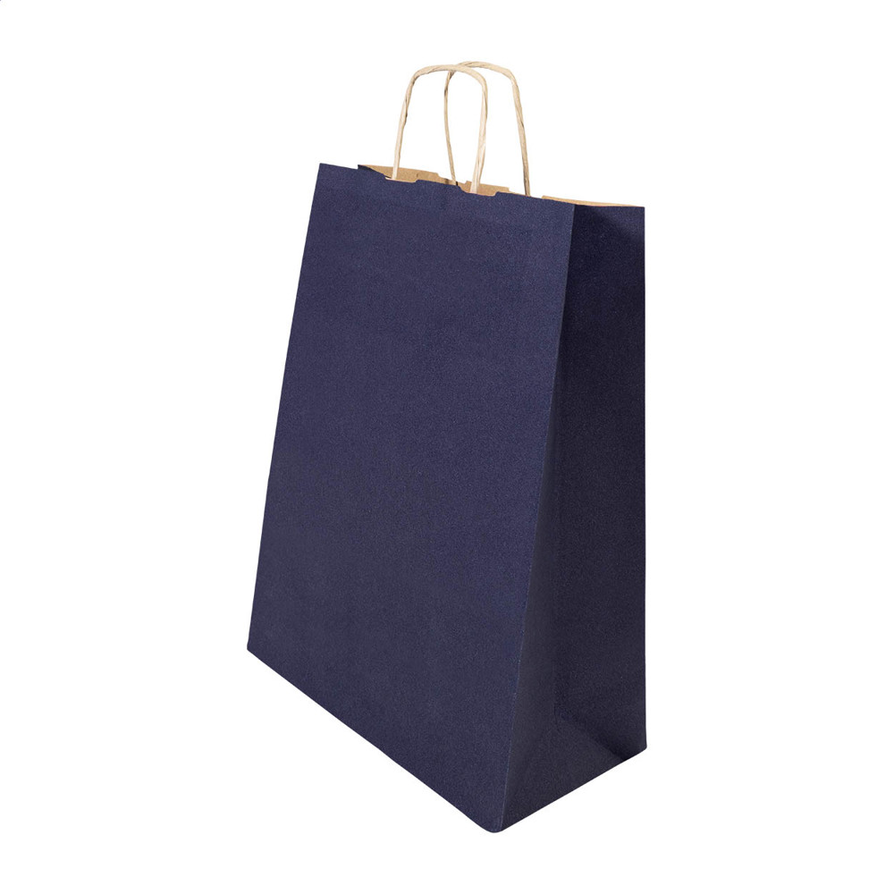 Papbag M - papieren geschenktas, medium - donker blauw
