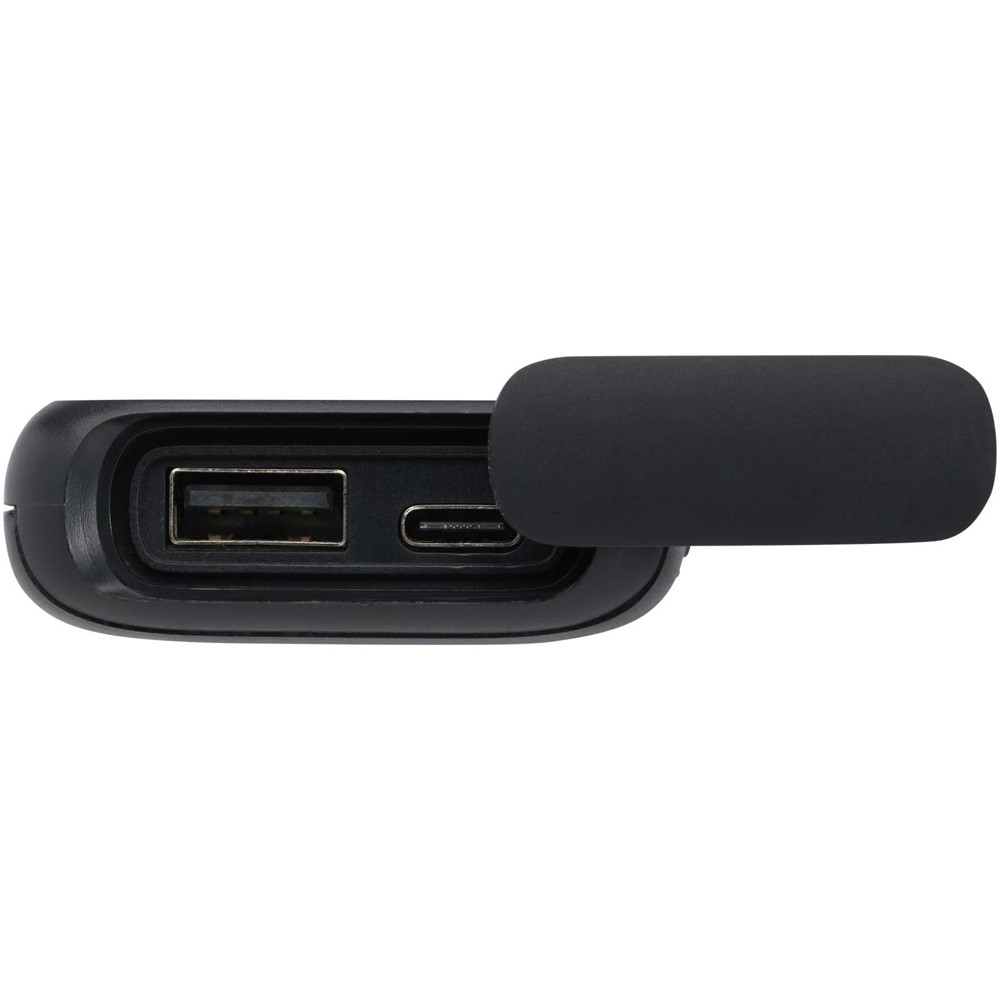Alkes waterbestendige powerbank van 5000 mAh 12 W van gerecycled plastic met karabijnhaak