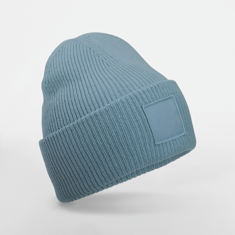 B336R - Muts met brede revers en toon-op-toon patch - Dusty Blue
