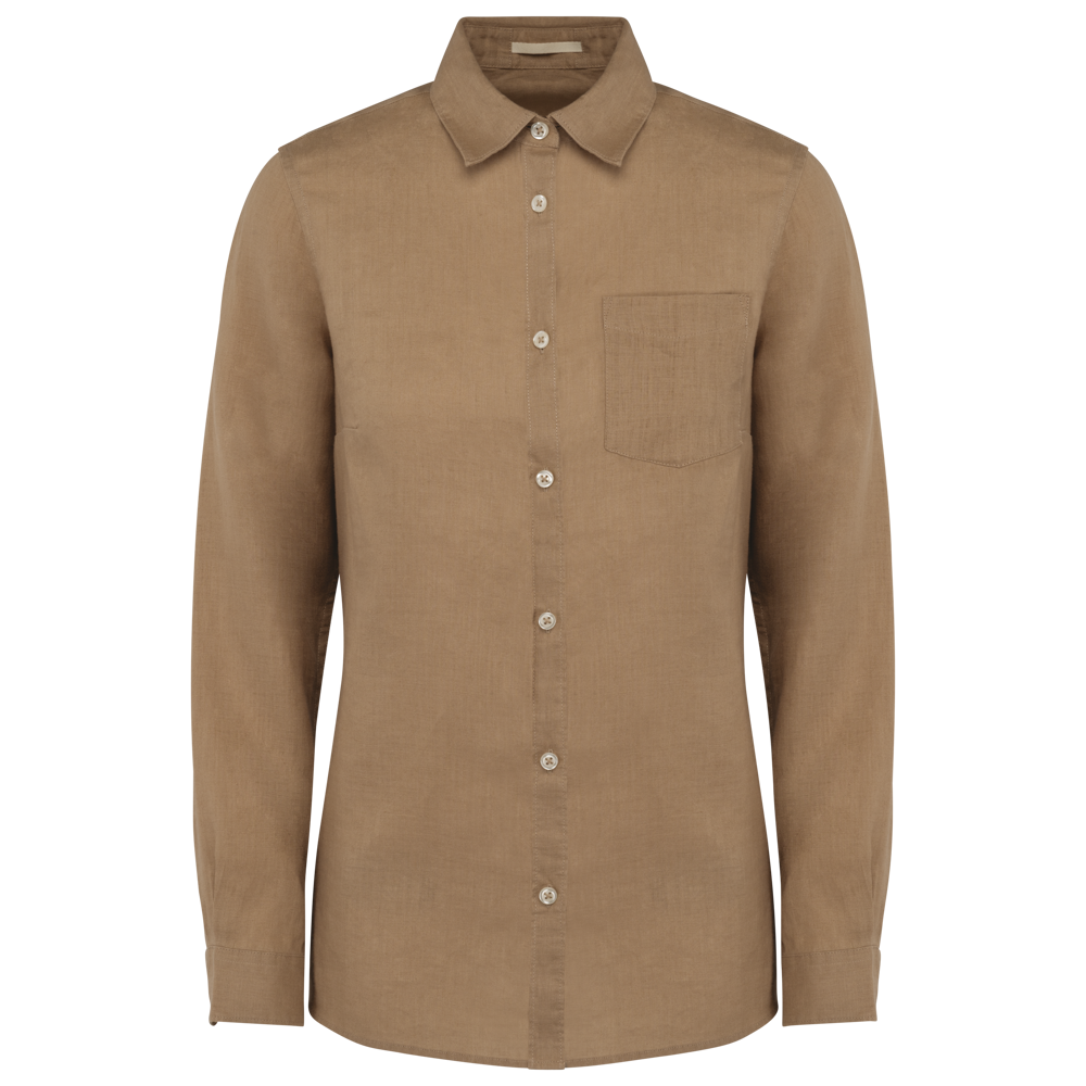SP505 - Linnen damesblouse - Cream Coffee