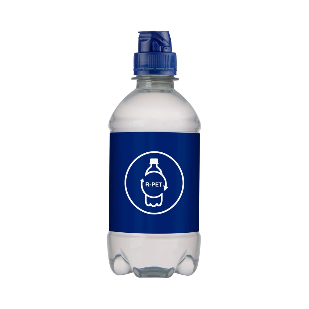 Bronwater 330 ml met sportdop - Transparant/Blauw