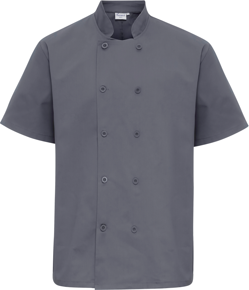 PR656 - Short Sleeve Chefs Jacket - Steel