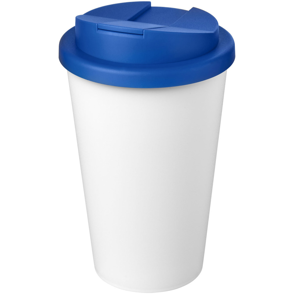 Americano® Eco 350 ml gerecyclede beker met spill-proof deksel - Middenblauw, Wit