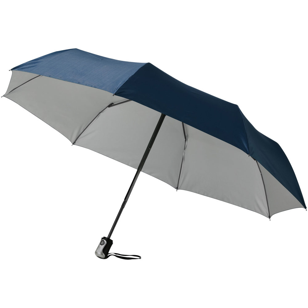 Alex 21,5'' opvouwbare automatische paraplu - Marineblauw, Zilver
