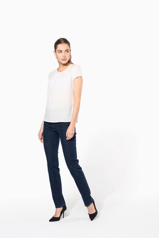 K5002 - Damesblouse in crêpe met korte mouwen