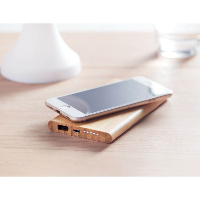ARENA - Draadloze bamboe powerbank