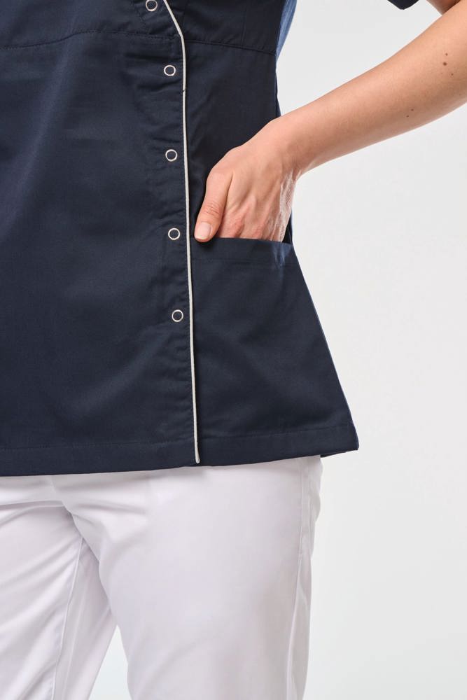 WK506C - Damesblouse in polykatoen met drukknopen