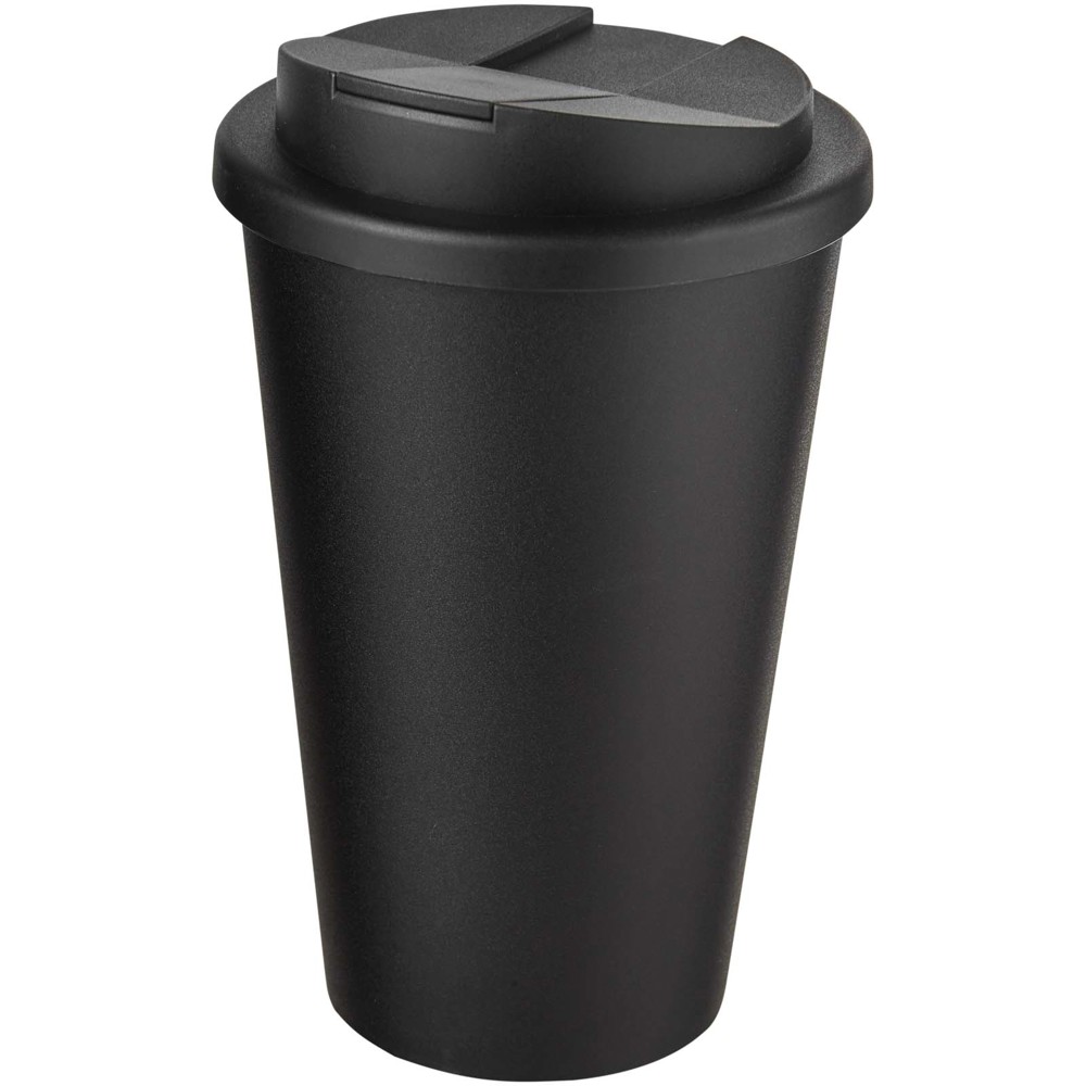 Americano® Eco 350 ml gerecyclede beker met spill-proof deksel - Zwart, Zwart