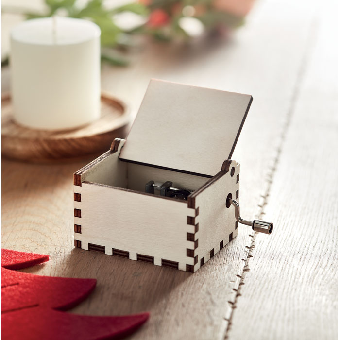BOXMAS - Houten kerst muziekdoos