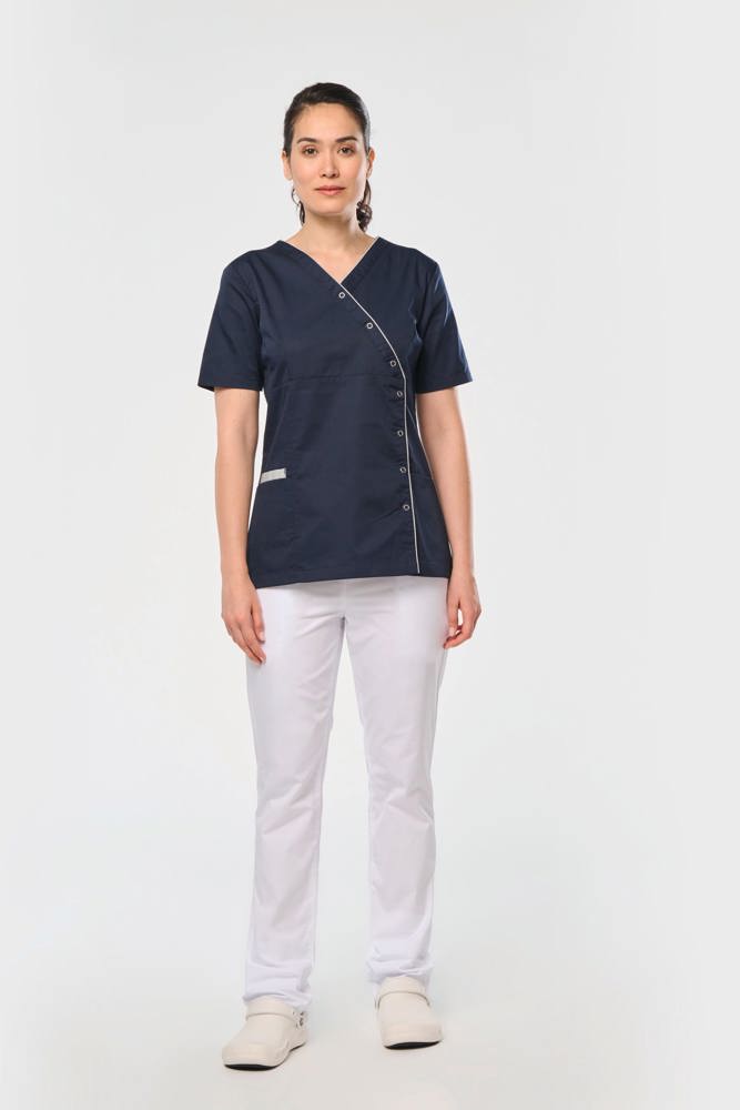 WK506C - Damesblouse in polykatoen met drukknopen
